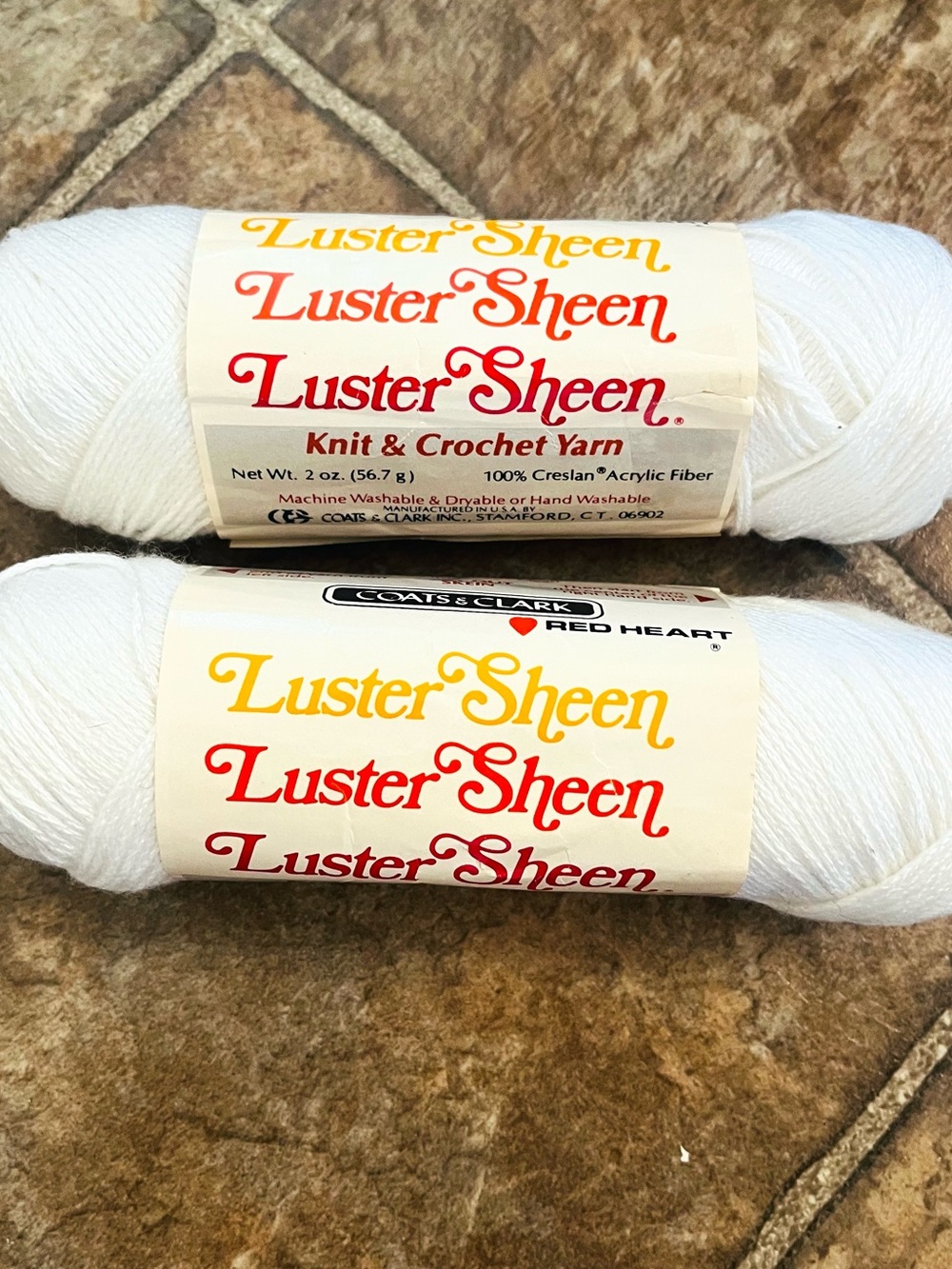 Vintage Red Heart Luster Sheen White Yarn 2 Skeins NWT